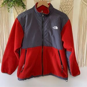 THE NORTH FACE Youth Full Zip Fleece Jacket Red Black Size XL